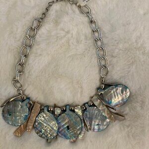Brand New 18 Inch Mother of Pearl and Silver Tone Necklace